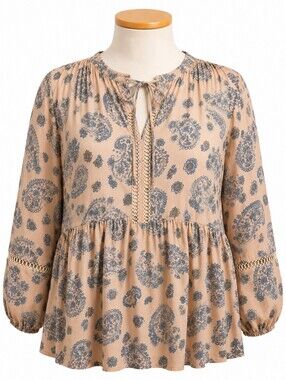 Como Blu NWT Women's Pink Paisley Print Peasant Tunic Top Sz 3X Casual Party